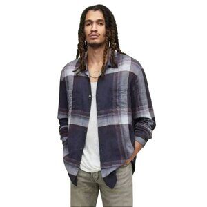 NWT JOHN VARVATOS Cole Plaid Long Sleeve Shirt S Cotton Button Down Plum Wood